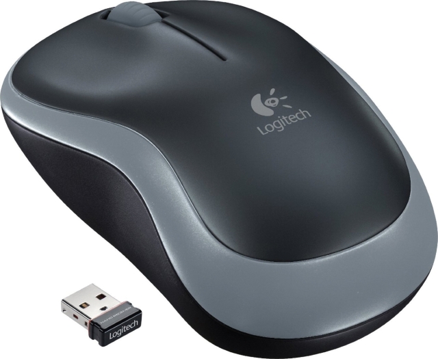 Logitech M185 wireless, 2 knappar+scroll, nano-mottagare, USB, grå