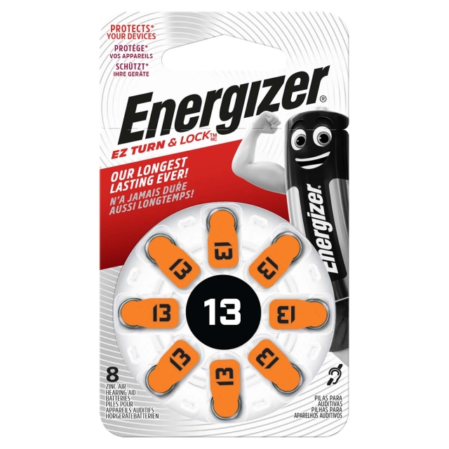 Energizer Zinc-Air Batterij PR48 Type 13 | 1.4 V DC | 258 mAh | 8-Blister | Gehoorapparaat | Zilver