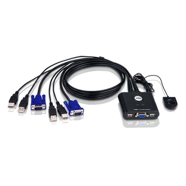 Aten CS22U 2-Poorts USB VGA-kabel KVM-switch met externe poortselectieschakelaar
