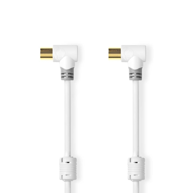 Nedis Coaxkabel | IEC (Coax) Male | IEC (Coax) Female | Verguld | 100 dB | 75 Ohm | Dubbel Afgeschermd | 5.00 m | Rond | PVC | Wit | Doos