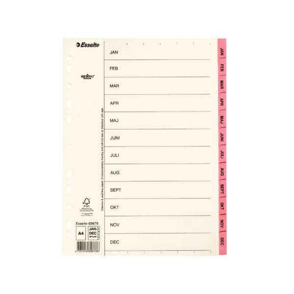 ESSELTE Registreren Servo A4/Jan-Dec Roze