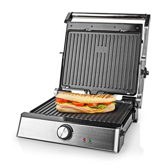 Nedis Contact Grill | 2000 W | 29 x 23 cm | Regelbare temperatuur | Kunststof / Roestvrij Staal