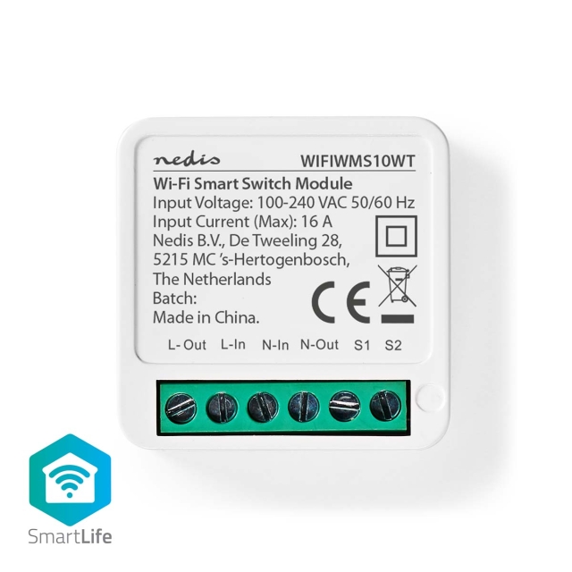 Nedis SmartLife inbouwmodule | Schakelaar | 3680 W | Kroonsteen | App beschikbaar voor: Android™ / IOS