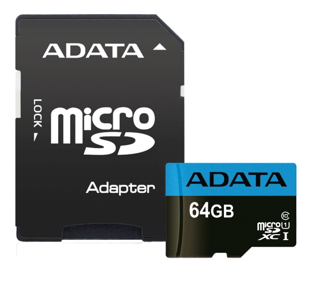 ADATA 64GB MicroSDXC minneskort med SD-adapter, UHS-I, Klass 10, A1, B