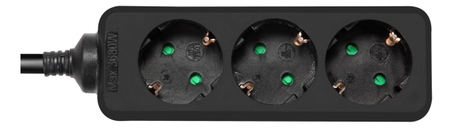 DELTACO outlet 3xCEE 7/3 1xCEE 7/7 5m black