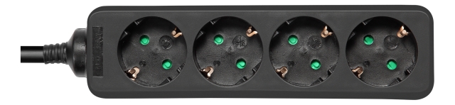 DELTACO outlet 4xCEE 7/3 1xCEE 7/7 3m black