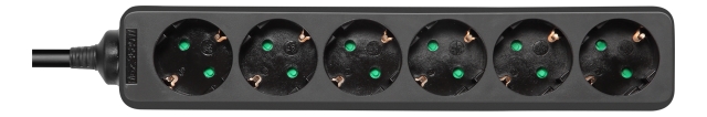 DELTACO outlet 6xCEE 7/3 1xCEE 7/7 1,5m black