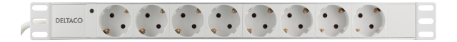 DELTACO Grenuttag, 8xCEE 7/4, 1xCEE 7/7, 2m kabel, vit