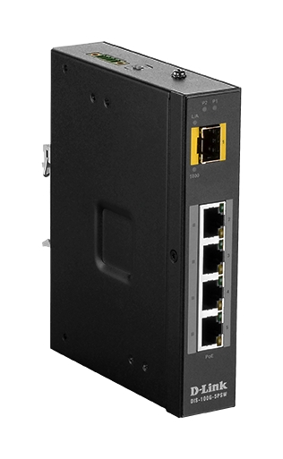 D-Link Switch, 5-portar, Gigabit, PoE, Plug and Play, SFP, svart