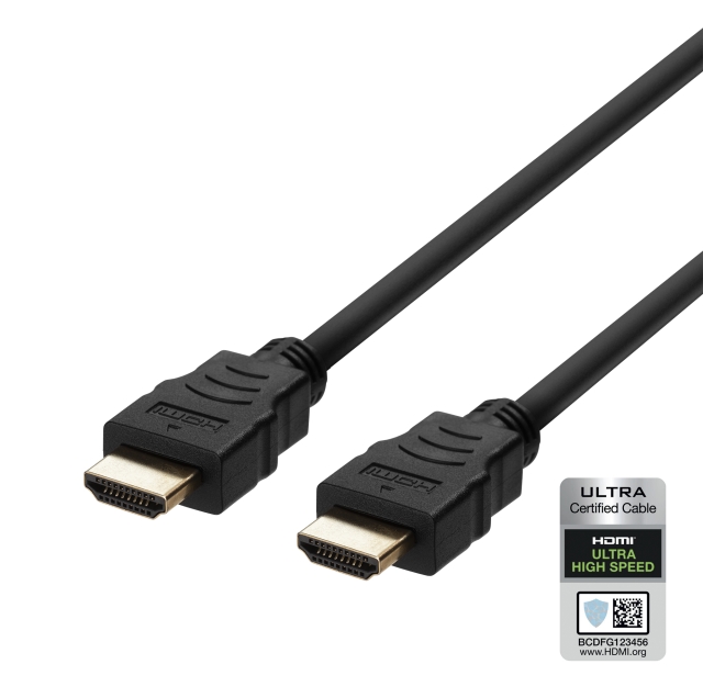 DELTACO Ultra High Speed HDMI-kabel, 5m, eARC, QMS, 8K vid 60Hz, 4K vid 120Hz, svart