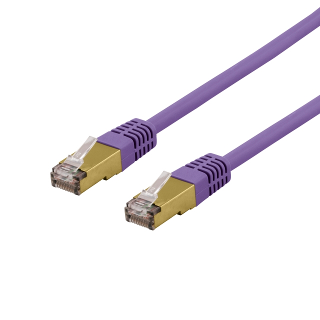 DELTACO S/FTP Cat6a patchkabel, delta cert, LSZH, 0,5m, lila