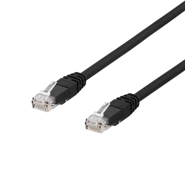DELTACO U/UTP Cat6a patchkabel, Delta cert, LSZH, 1,5m, svart