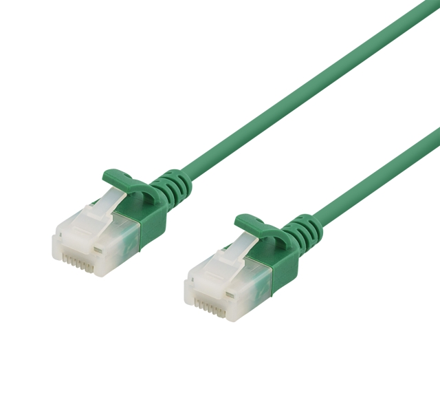 DELTACO U/UTP Cat6a patchkabel, slim, 3,5mm i diameter, 0,3m, grön