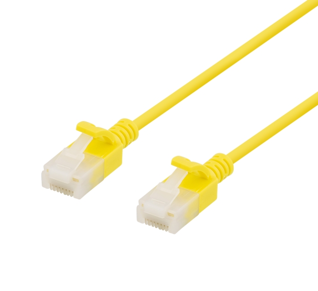DELTACO U/UTP Cat6a patchkabel, slim, 3,5mm i diameter, 3m, gul