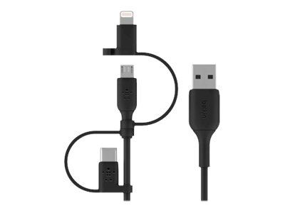 Belkin Boost 3 i 1 kabel, Lightning, Type C, Micro USB