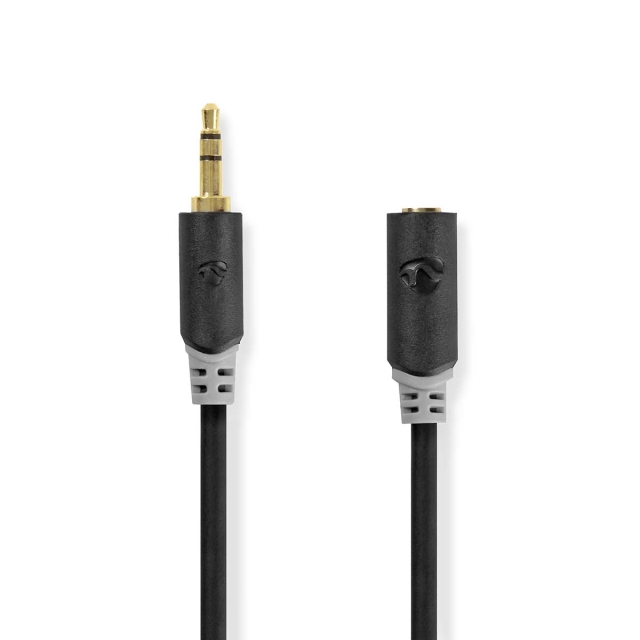 Nedis Stereo-Audiokabel | 3,5 mm Male | 3,5 mm Female | Verguld | 5.00 m | Rond | Antraciet | Doos