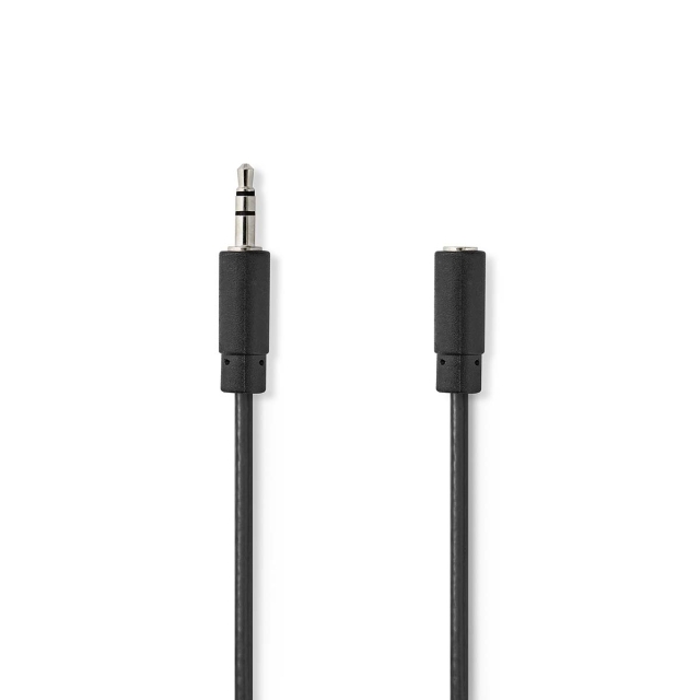 Nedis Stereo-Audiokabel | 3,5 mm Male | 3,5 mm Female | Vernikkeld | 10.0 m | Rond | Zwart | Blister