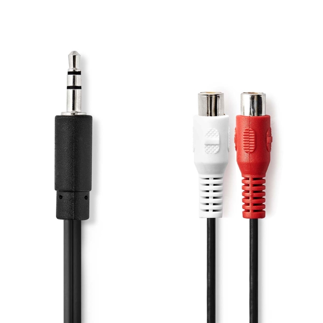 Nedis Stereo-Audiokabel | 3,5 mm Male | 2x RCA Female | Vernikkeld | 0.20 m | Rond | Doos