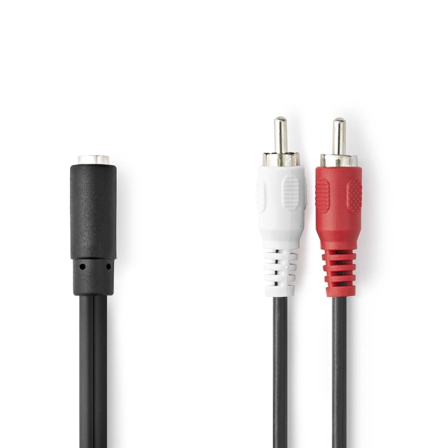 Nedis Stereo-Audiokabel | 2x RCA Male | 3,5 mm Female | Vernikkeld | 0.20 m | Rond | Doos