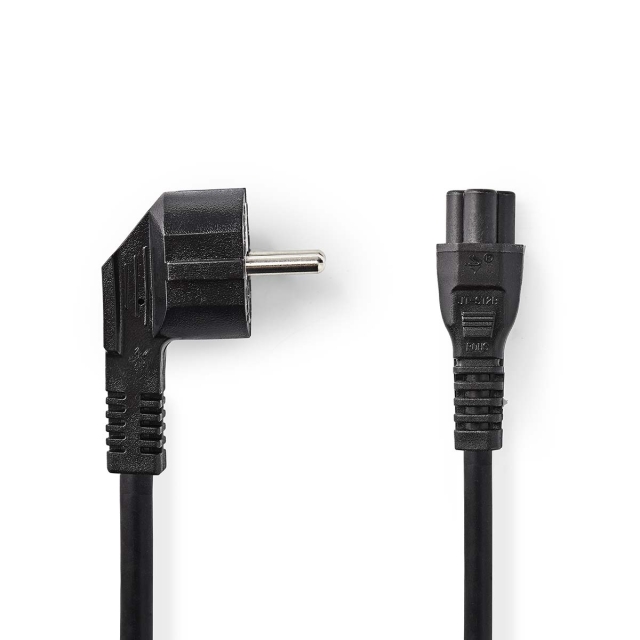 Nedis Stroomkabel | Type F (CEE 7/7) Male | IEC-320-C5 | Gehoekt | Recht | Vernikkeld | 2.00 m | Rond | PVC | Zwart | Doos