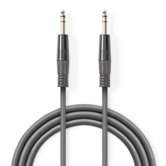 Nedis Stereo-Audiokabel | 6,35 mm Male | 6,35 mm Male | Vernikkeld | 1.50 m | Rond | Donkergrijs | Kartonnen Sleeve