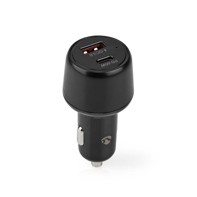 Nedis Autolader | 65 W | 2.0 / 3.0 / 3.25 A | Outputs: 2 | Poorttype: USB-A / USB-C™ | Automatische Voltage Selectie