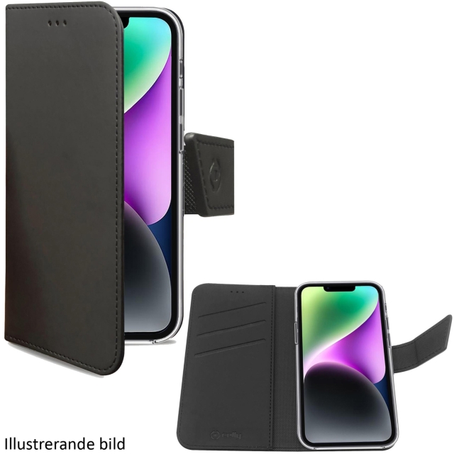 Celly Wally Wallet Case iPhone 15 Pro Max Svart