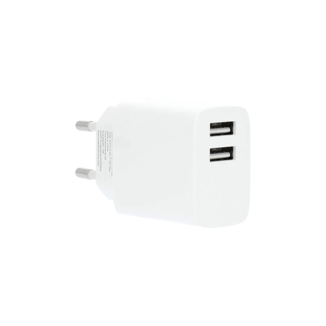 Charger 220V 2xUSB-A 3.4A White USB-C 2.0 Cable 1m