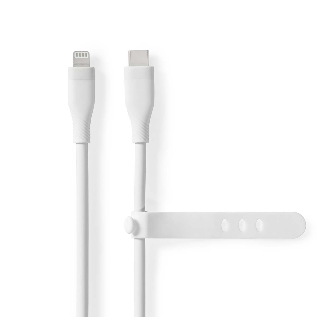 Nedis Lightning Kabel | USB 2.0 | Apple Lightning 8-Pins | USB-C™ Male | 480 Mbps | Vernikkeld | 1.50 m | Rond | Silicone | Wit | Doos