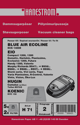 hanestroem Dammsugarpåsar Hanestrom EIO Handy. futura