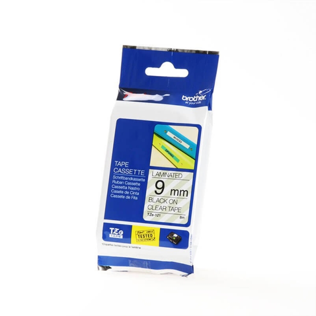 Brother Tape TZE-121 9mm Svart på Transparent