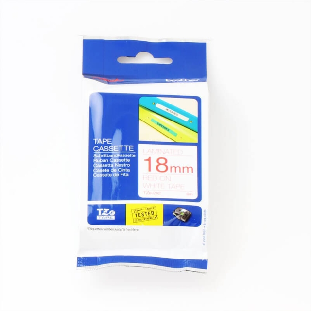 Brother Tape TZE-242 18mm Röd på Vit