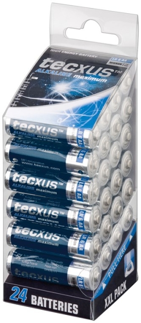 tecxus LR6/AA (Mignon) batterij, 24 stks. XXL-box Alkali-mangaan batterij (alkaline), 1,5 V