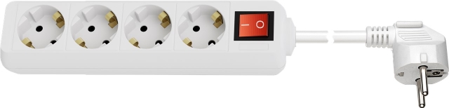 Goobay Stekkerdoos 4-voudig met schakelaar, 1,5 m, wit stopcontacten met aardingscontact voor binnengebruik