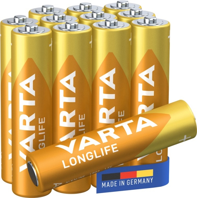 Varta LR03/AAA (Micro) (4103) batterij, 12 stks. box Alkali-mangaan batterij (alkaline), 1,5 V