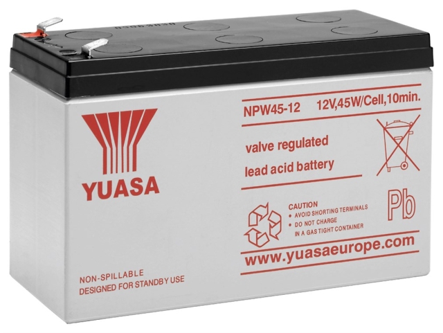 Yuasa Loodaccu 12 V, 8,5 Ah (NPW45-12) Faston (6,35 mm) Loodaccu