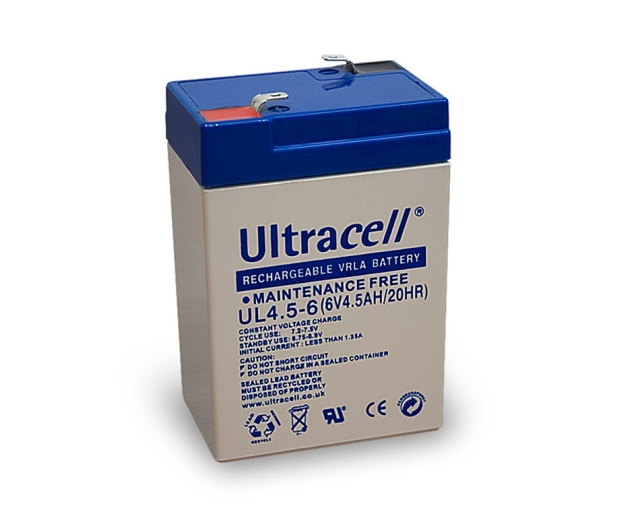 Ultracell Loodaccu 6 V, 4,5 Ah (UL4.5-6) Faston (4,8 mm) Loodaccu