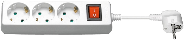 Goobay Stekkerdoos 3-voudig met schakelaar, 3 m, wit 3x veiligheidscontactdoos