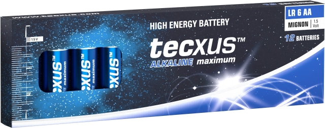 tecxus LR6/AA (Mignon) batterij, 12 stks. box Alkali-mangaan batterij (alkaline), 1,5 V
