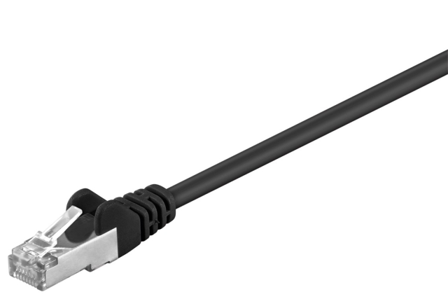 Goobay CAT 5e netwerkkabel, F/UTP, zwart, 5 m met koper beklede aluminium geleider (CCA)