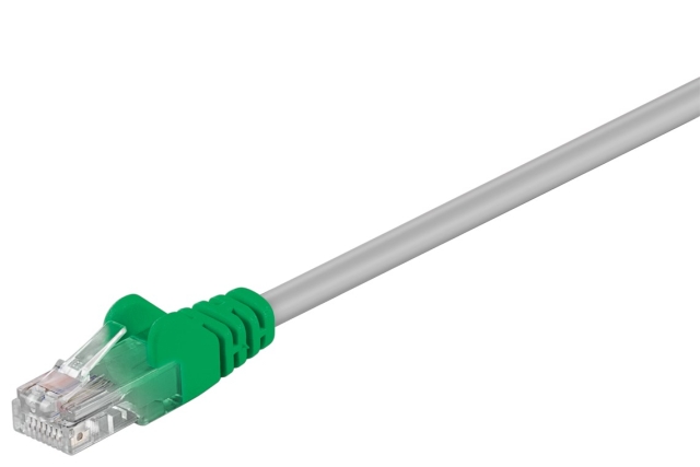 Goobay CAT 5e cross-overkabel, U/UTP, grijs-groen, 2 m met koper beklede aluminium geleider (CCA)
