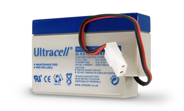 Ultracell Loodaccu 12 V, 0,8 Ah (UL0.8-12) AMP-stekker Loodaccu