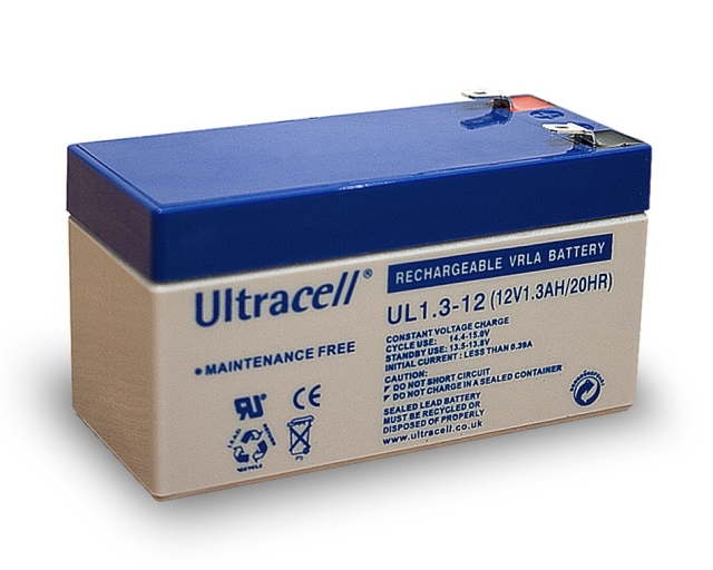 Ultracell Loodaccu 12 V, 1,3 Ah (UL1.3-12) Faston (4,8 mm) Loodaccu, VdS