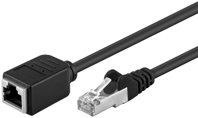Goobay CAT 5e verlengkabel, F/UTP, zwart koperen geleider (CU) RJ45-stekker (8P8C) > RJ45-bus (8P8C)