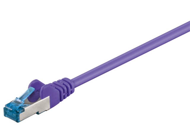 Goobay CAT 6A netwerkkabel, S/FTP (PiMF), paars, 10 m koperen geleider (CU), halogeenvrije kabelmantel (LSZH)
