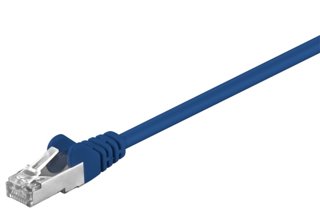 Goobay CAT 5e netwerkkabel, SF/UTP, blauw, 0,25 m met koper beklede aluminium geleider (CCA)
