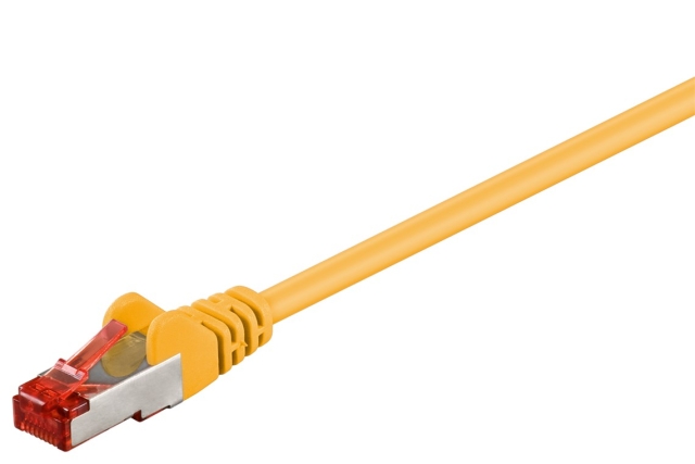 Goobay CAT 6 netwerkkabel, S/FTP (PiMF), geel, 10 m met koper beklede aluminium geleider (CCA)