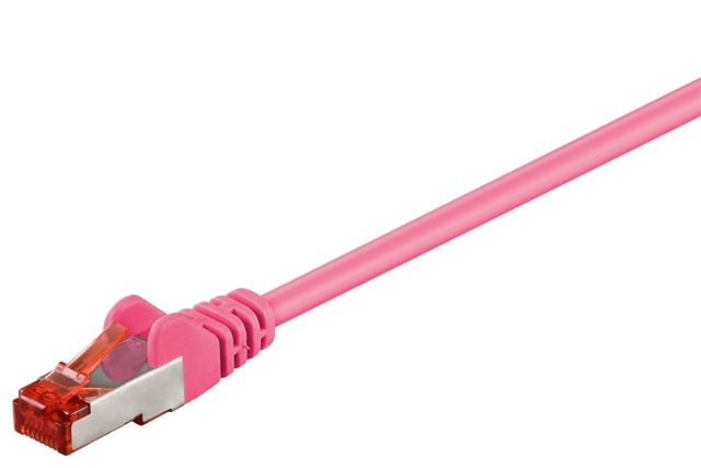 Goobay CAT 6 netwerkkabel, S/FTP (PiMF), magenta, 7,5 m met koper beklede aluminium geleider (CCA)