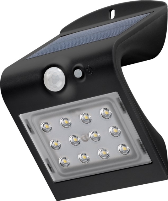 Goobay Led-muurlamp op zonne-energie met bewegingsmelder, 1,5 W ideaal lichtsysteem voor huis-entrees, carports & trappen