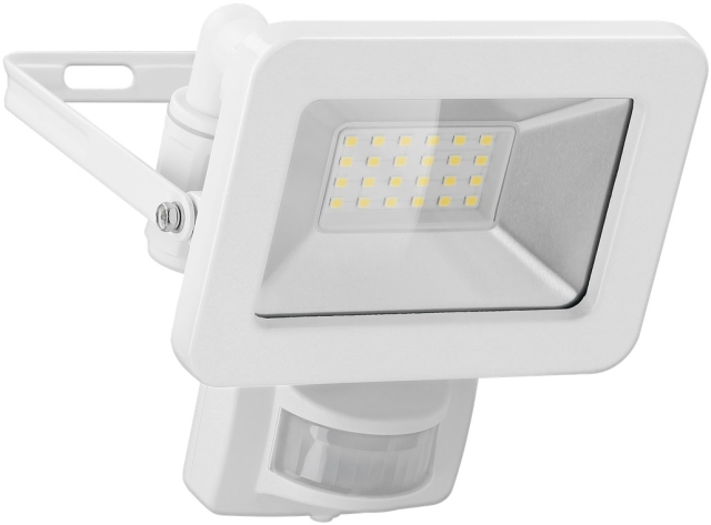 Goobay LED-buitenschijnwerper, 20 W, met bewegingsmelder met 1700 lm, neutraal wit licht (4000 K), PIR-sensor met AAN/UIT-functie en M16 wartel, geschikt voor buitengebruik (IP44)